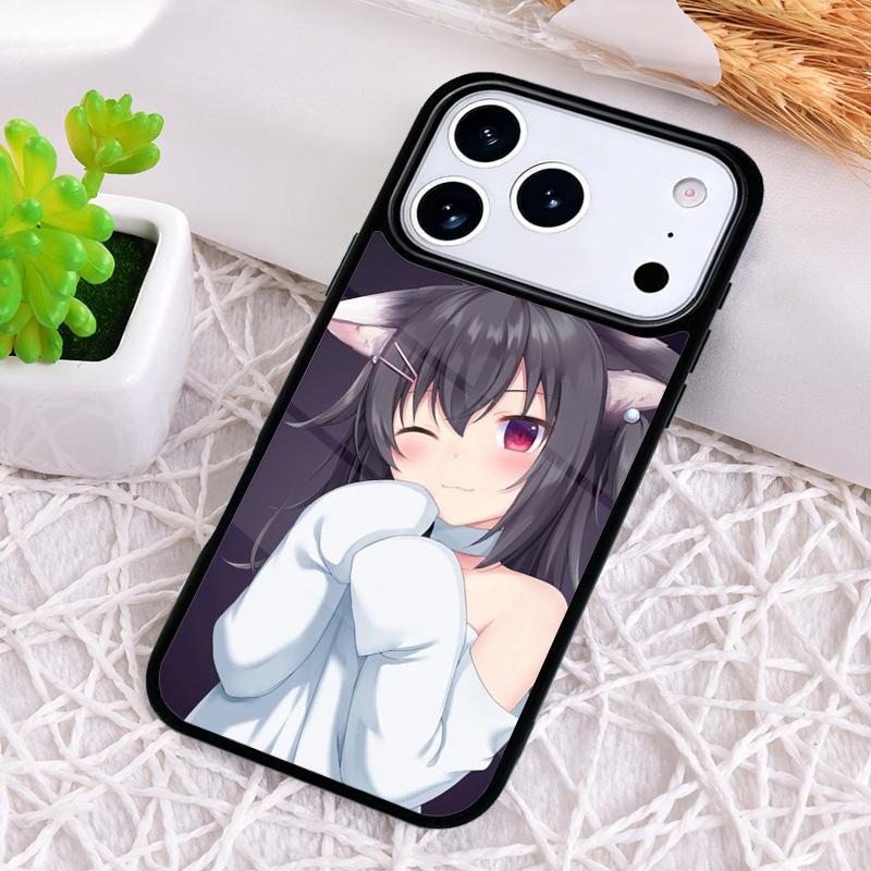 Anime Cat Girl Phone Case for iPhone 17 Air 16 15 11 12 14 13 Pro Max Shockproof Cover