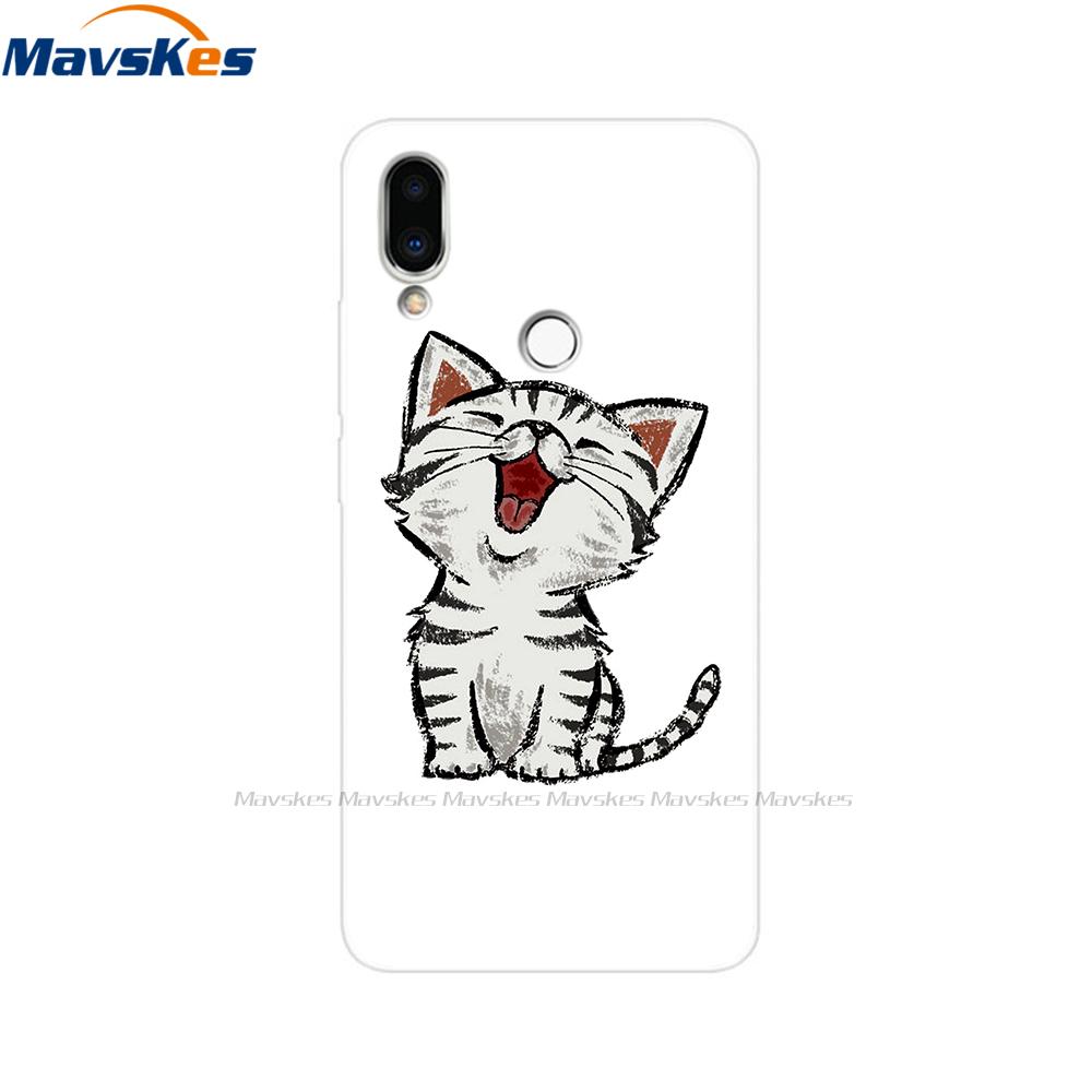 Soft TPU Case for Meizu Note 9 Cat Animal Flower Printed Protective Silicone Covers Phone Shells Bags Bumper for Meizu Note9