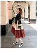 Women's Mid-Length A-line Patchwork Dress, Loose Fit, Short-Sleeved, Over-the-Knee, Summer Style