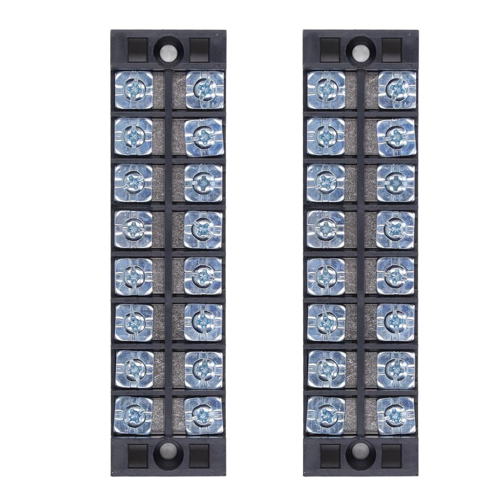 Terminal Strip Dual Rows High Current Screw Clamp Wire Barrier Block with Cover 600V 25A 2pcs