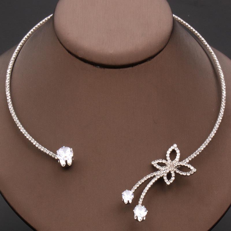 2024 Rhinestone Bow Chain Necklace: Cubic Zirconia Summer Low-Cut Style