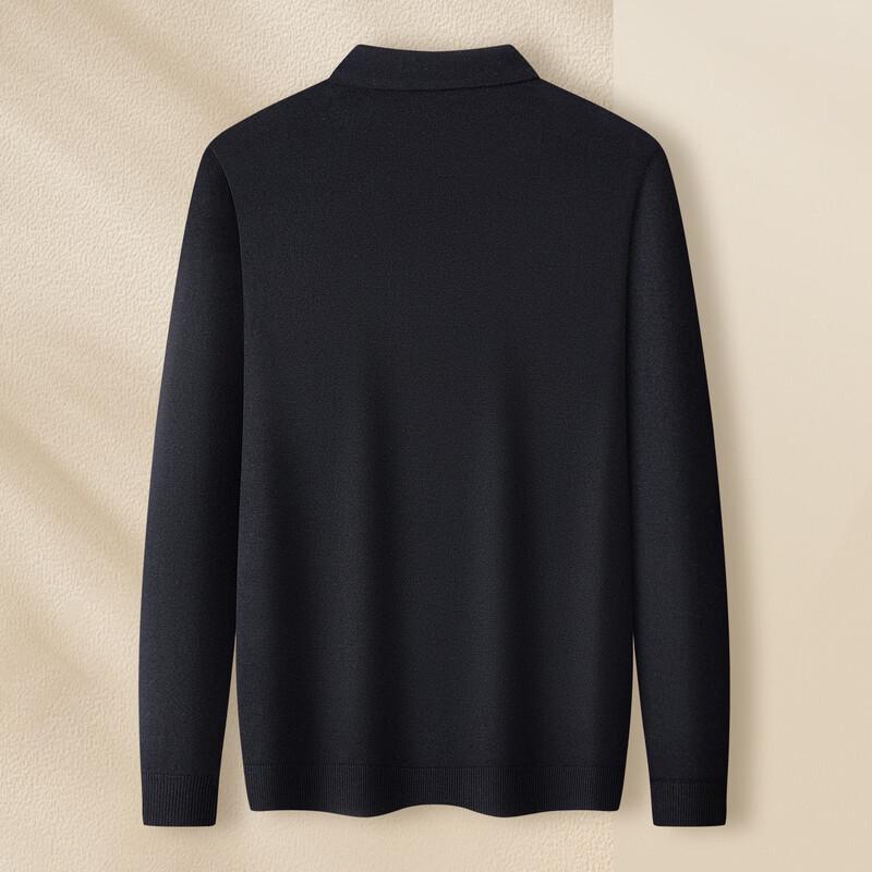 MONTAGUT Men's Wool Blend Embroidered Long Sleeve Polo Shirt