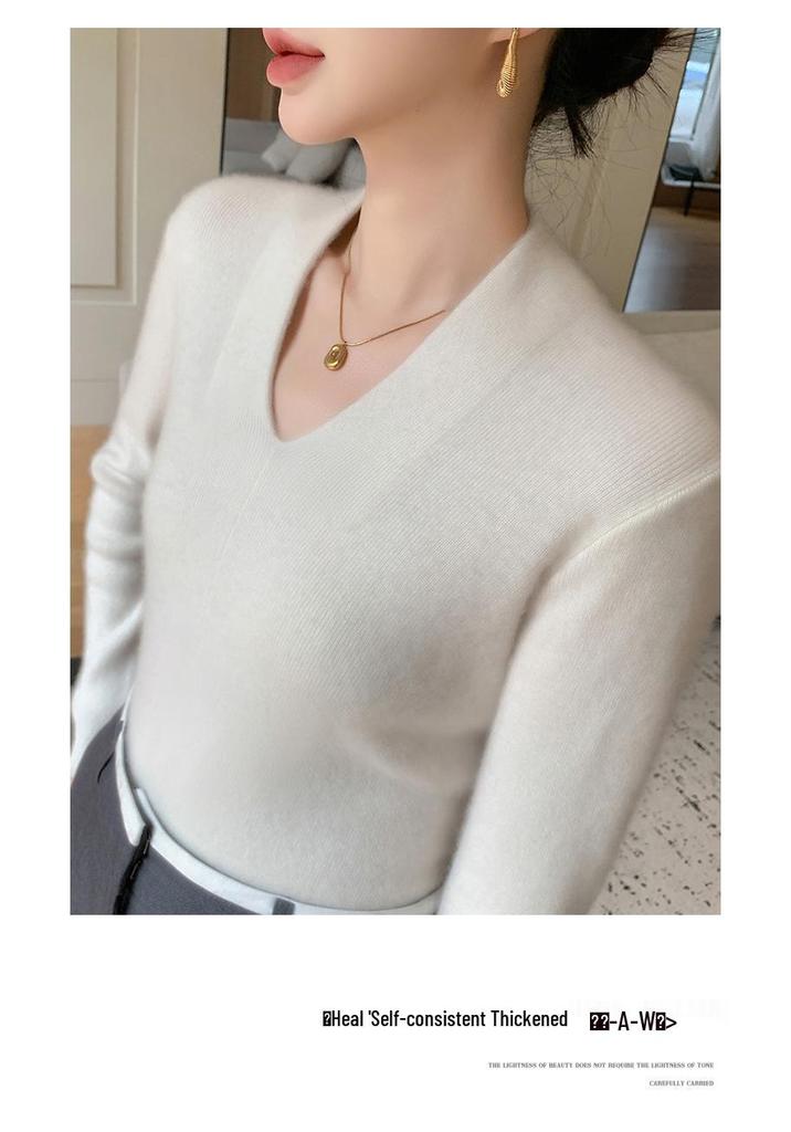 Women's Slim Fit V-Neck Cashmere Sweater - Autumn/Winter 2025 Versatile Lightweight Knit Cardigan