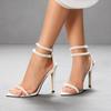 Mode Mode Schnur Perlen Dekoration Hochhackige Sandalen Damen Sexy Weiß Schmaler Riemen Markendesigner Schuhe Elegant Hochzeit Brautschuh