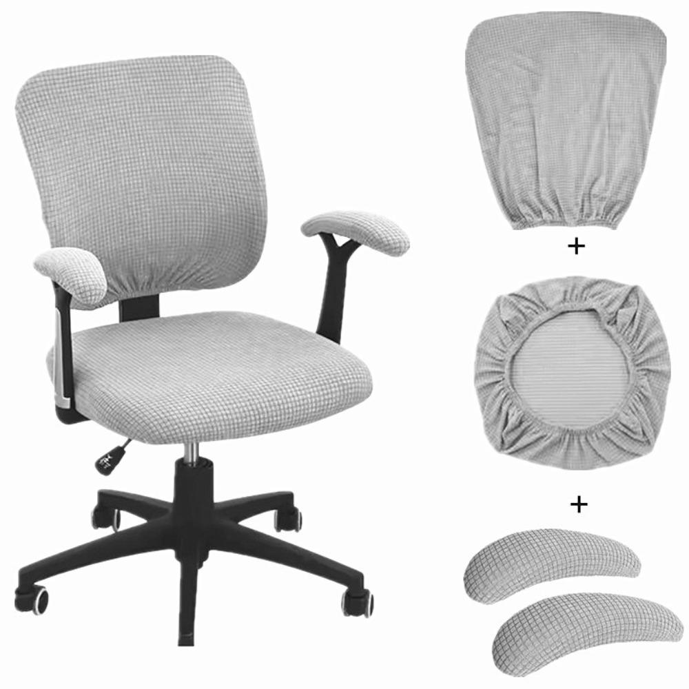 Solid Color Office Chair Covers Polyester Elastic Computer Split Seat Cover Stretchable Dustproof Chair Seat Slipcovers