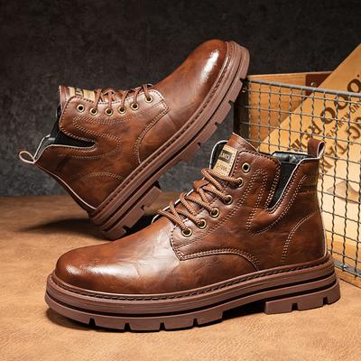 Herbst und Winter neue Mikrofaserleder Herren Kurzstiefel im britischen Stil modische und lässige erhöhende Schnürstiefel kalte klebrige Martin-Stiefel Herren-Boo