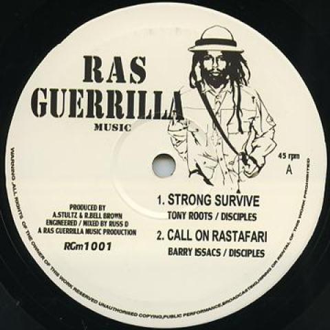 

10inch Record TONY ROOTS, DISCIPLES; BARRY ISSACS - Strong Survive; Call On Rastafari / RGM1001 Ras Guerrilla U 2013 UK Reggae, Ska & Dub