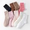 Solid Faux Mink Fleece Warm Socks Thickened Plush Socks New Fleece Lined Socks  Women's Wear