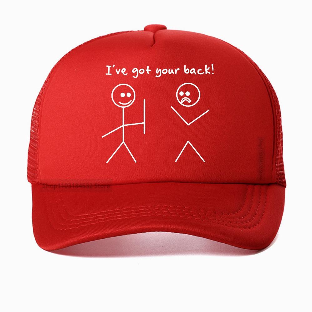 I Got Your Back Stick Figure Graphic Friendship Novelty Sarcastic Funny Baseball Net Cap Summer Outdoor Adjustable Hat Adjustable