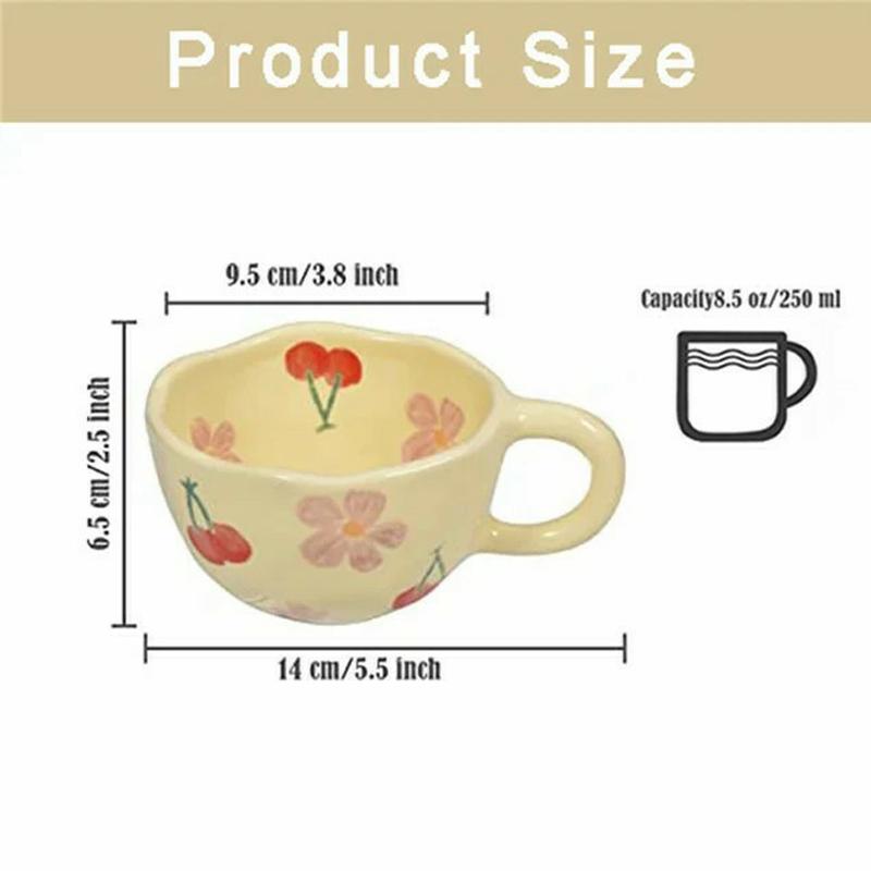 

250 мл керамическая кружка с неровным цветком, сделанная вручную, кофейная чашка, чашка для чая с молоком, кружка для завтрака в корейском стиле, посуда для напитков, кухонная кружка 250ml красный