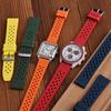 20mm/22mm Honeycomb Pattern FKM Rubber Watch Band Quick Release Spring Bars For Seiko SRP775Sweatproof Durable Replacement Strap