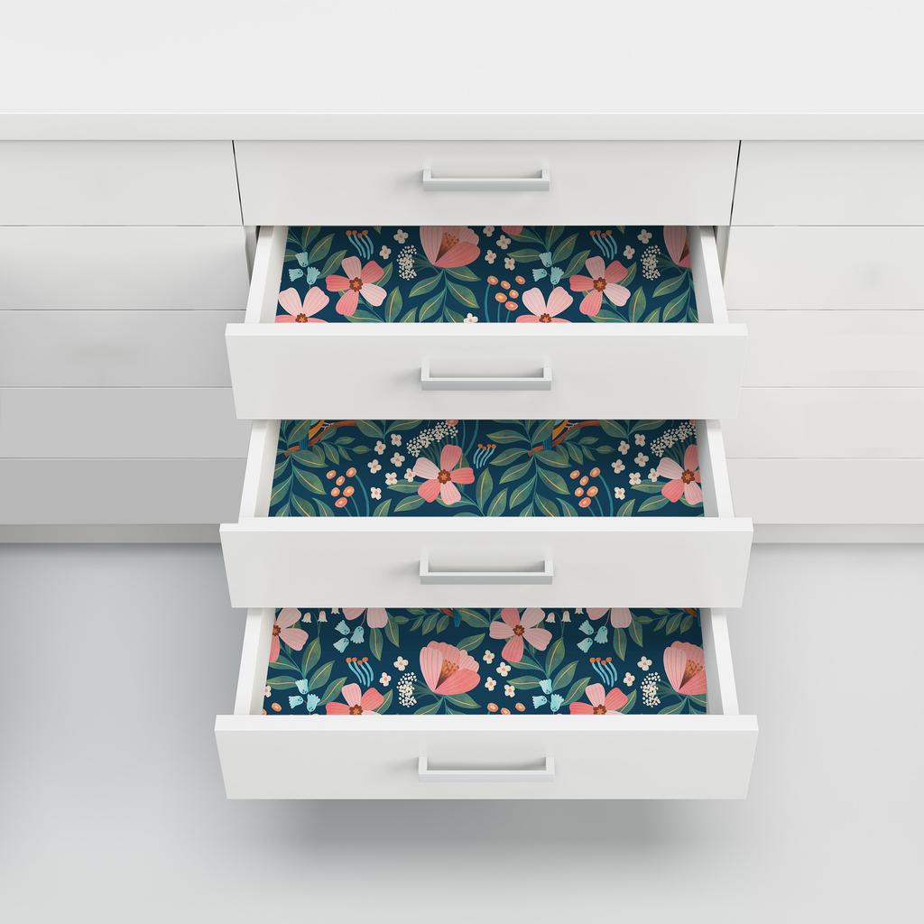 Bird Floral Wallpaper Vinyl Peel and Stick Room Decor Wallpaper Flowers Tropical Removable Waterproof PVC Home Cabinet Stickers