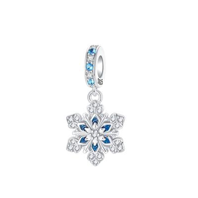 Authentic Copper Snowflake Charm Bead Charms Blue Zircon Inlaid Pendant Charm Bead Charms Compatible With Do It Yourself Bracelets Necklaces Jewellery