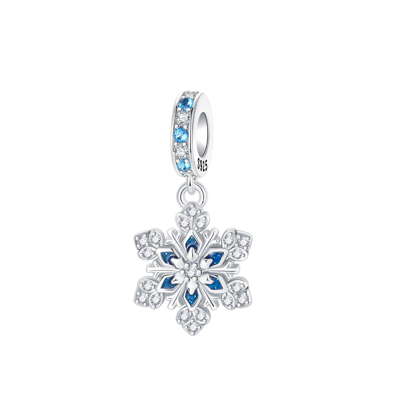 

Authentic Original Copper Metal Snowflake Charm Bead Components Blue Zircon Inlaid Pendant Bead Component Charm Bead Components Compatible With Do It