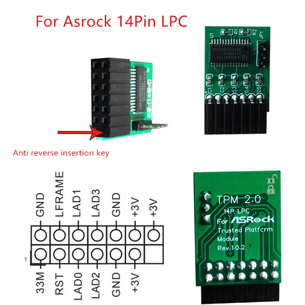 TPM 2.0 Security Module Board For ASROCK 14 PIN LPC Motherboard