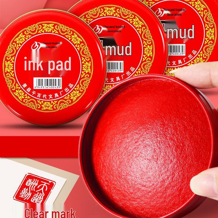 Vintage Red Inkpad with Indonesian Oil for Stamping Seals and Fingerprints