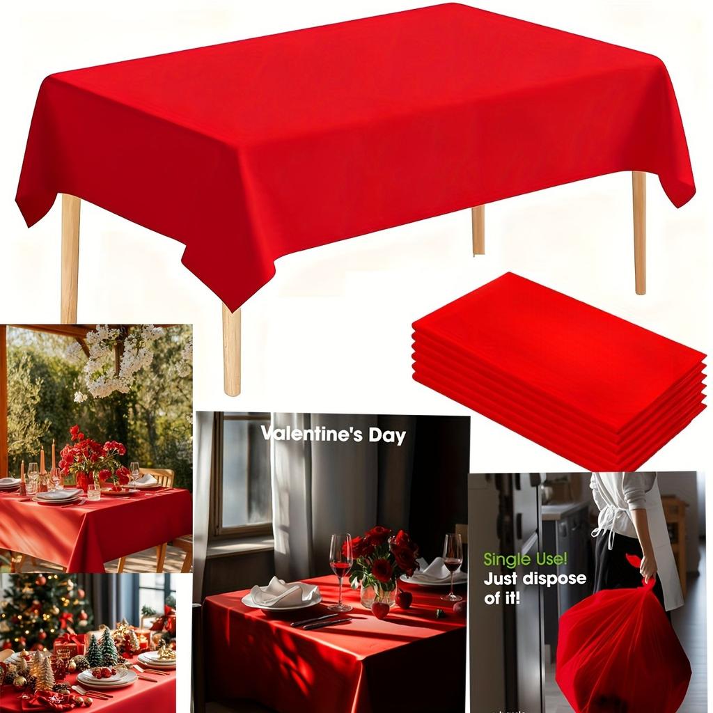 12 Colors Available Solid PEVA Anti-Wrinkle Disposable Rectangular Tablecloth, Suitable for Indoor And Outdoor Parties, Picnics, Birthdays, Weddings