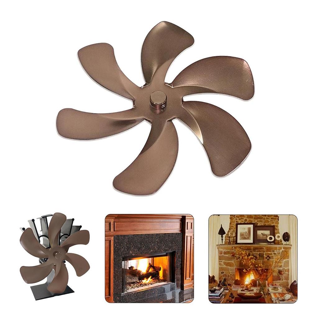 Stoves Part Fan Baldes 6 Blades 1pcs Aluminum Alloy Fireplace Fan Heat Powered Burner Fan Blade Large Air Volume