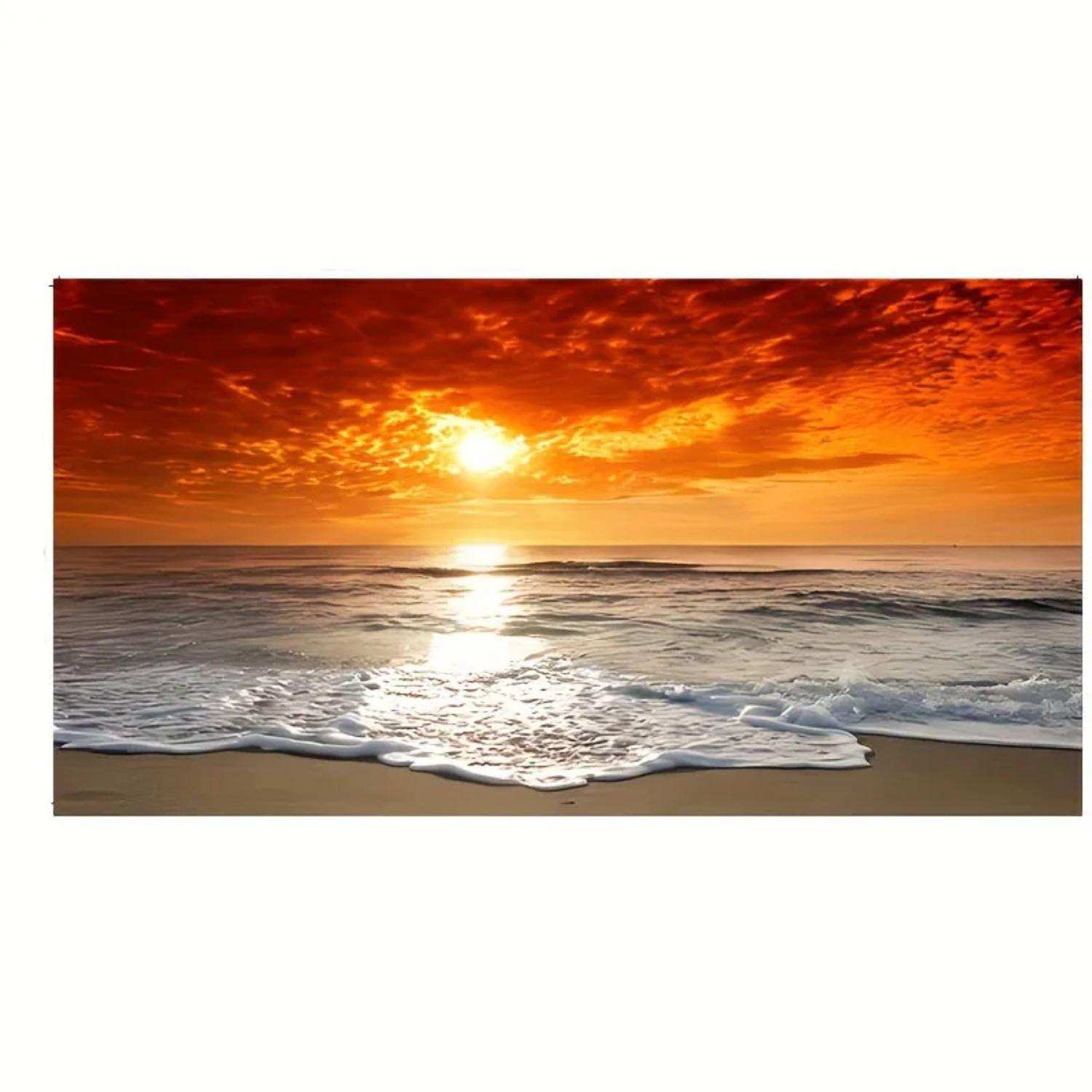 

Beach Sunset Wall Art Плакати Великий Пейзаж Картини на полотні Друк Скандинавські Настінні Прикраси Картина Для Домашнього Декору 50x100cm No Frame