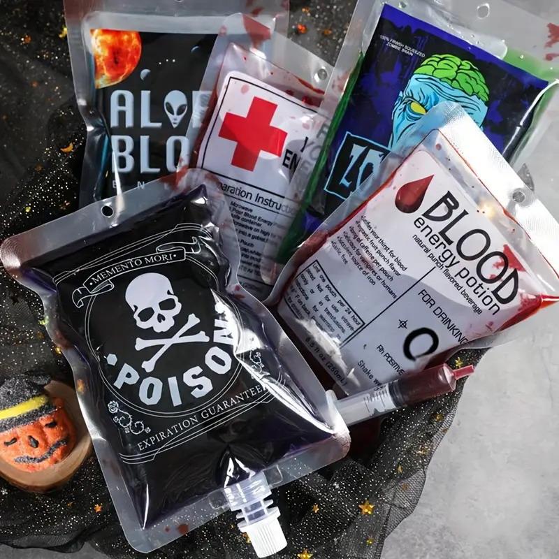 20Pcs 250Ml Halloween Cosplay Drink Container Bag Vampire Blood Pouch Props Zombie Beverage Drinks Bags Diy Party Supplies