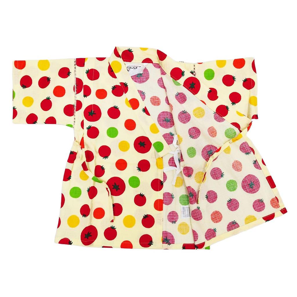 Jinbei for Made with Japanese Tomato 100cm Girls, Kids, Fabric, 100% Cotton, Print, Cream,