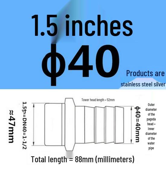 304 Stainless Steel Hex Threaded Water Hose Barb Connector