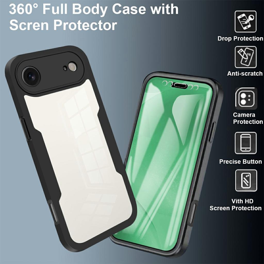 For iPhone Air Case Acrylic + TPU Clear Phone Cover with PET Screen Film