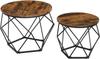 Coffee Tables, Set of 2 Side Tables, Solid Steel Frame, For Living Room, Bedroom, Rustic Brown And Black Let040b01 Lumarko