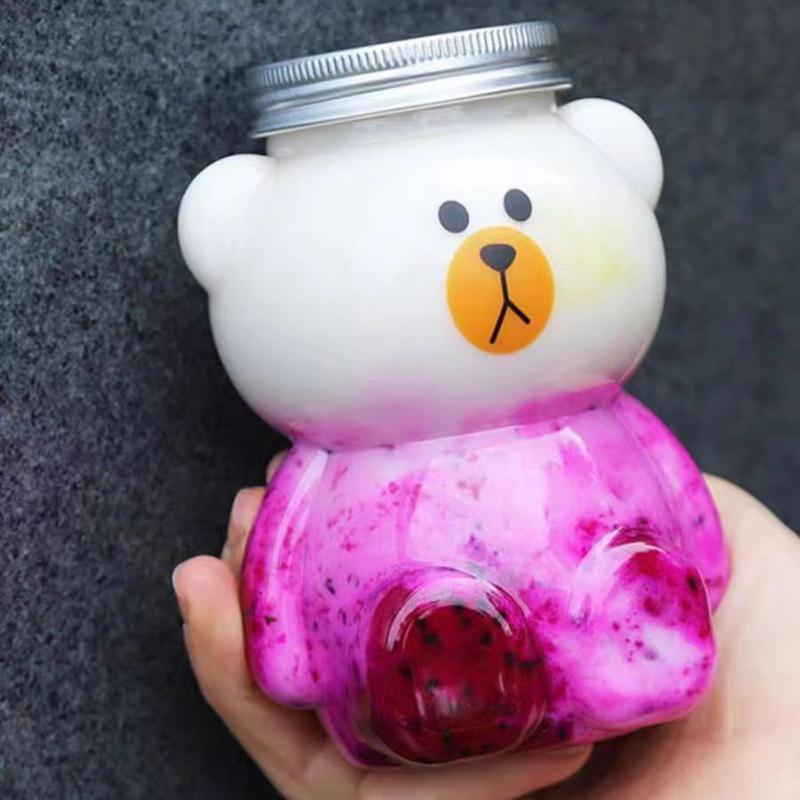 Kawaii Kleine Bärenwasserflaschen Für Milch Tee Kaffee Saft Tragbarer Trinkbecher Home Transparente Saftgetränkeflasche
