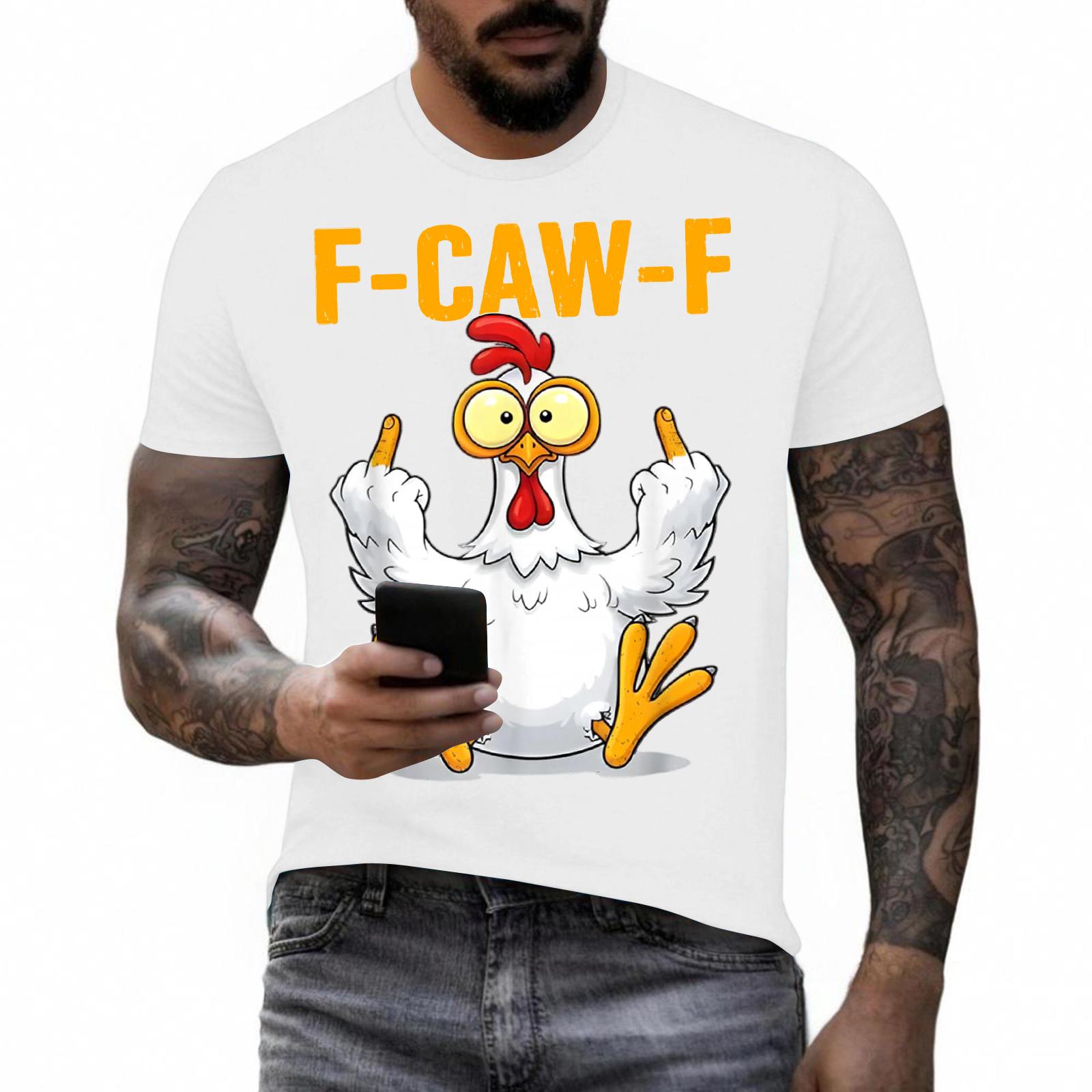 

Смешная футболка с петухом, кукарекающим F-Caw-F, и каламбуром XL белый