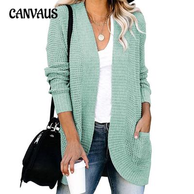 Nuovo Cardigan da Donna Taglie Forti con Maglione con Tasca Frontale Curva