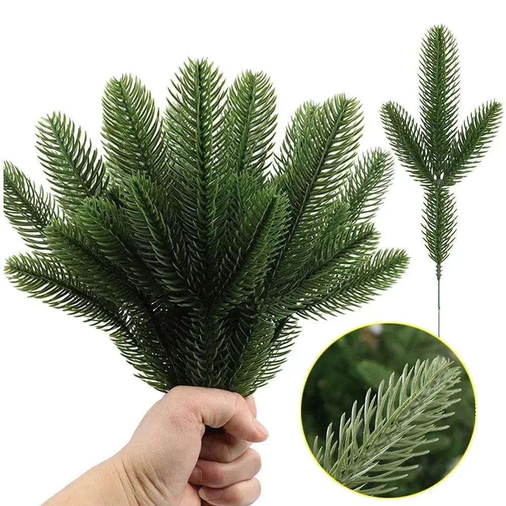 

50/5x Artificial Green Pine Branch Leaves Christmas Decoration Xmas Tree Home Room Decor New Year Christmas Garland Accessory 5PCS