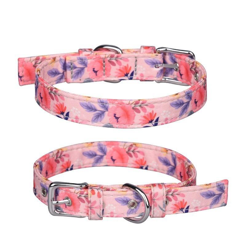 Pet collar Pet supplies Japanese floral series dog collar, floral colorful plastic buckle dog collar XS