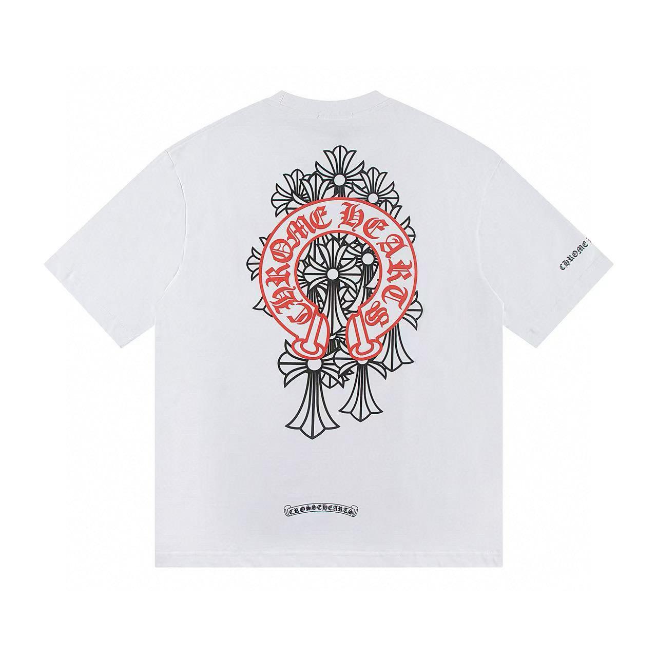 

W350 ХРОМІЗОВАНІ СЕРДЕЧКА 2025 Літня нова високоякісна бавовняна футболка вільного крою великого розміру для чоловіків та жінок, футболка для пар M білий