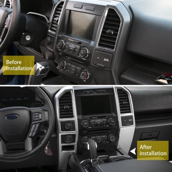 Silver Front Central Control Panel Decor Cover Trim For Ford F-150 F150 2015-20