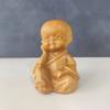 Decorative Monks Statue Hand-held Wood Carved Ornaments Antique Little Monks Sculptures  Desktop