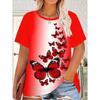 Women's Christmas T-Shirt Holiday Top Tee Round Neck Shirt Festive Wear Cheerful Print Short Sleeve T-Shirt