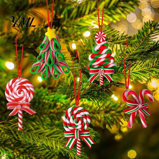 Wooden Hanging Decorations 16 Pcs Christmas Lollipop Ornaments, Red Green Striped Peppermint Swirl Candy Cane Festive Home Decor Decoration, Colorful