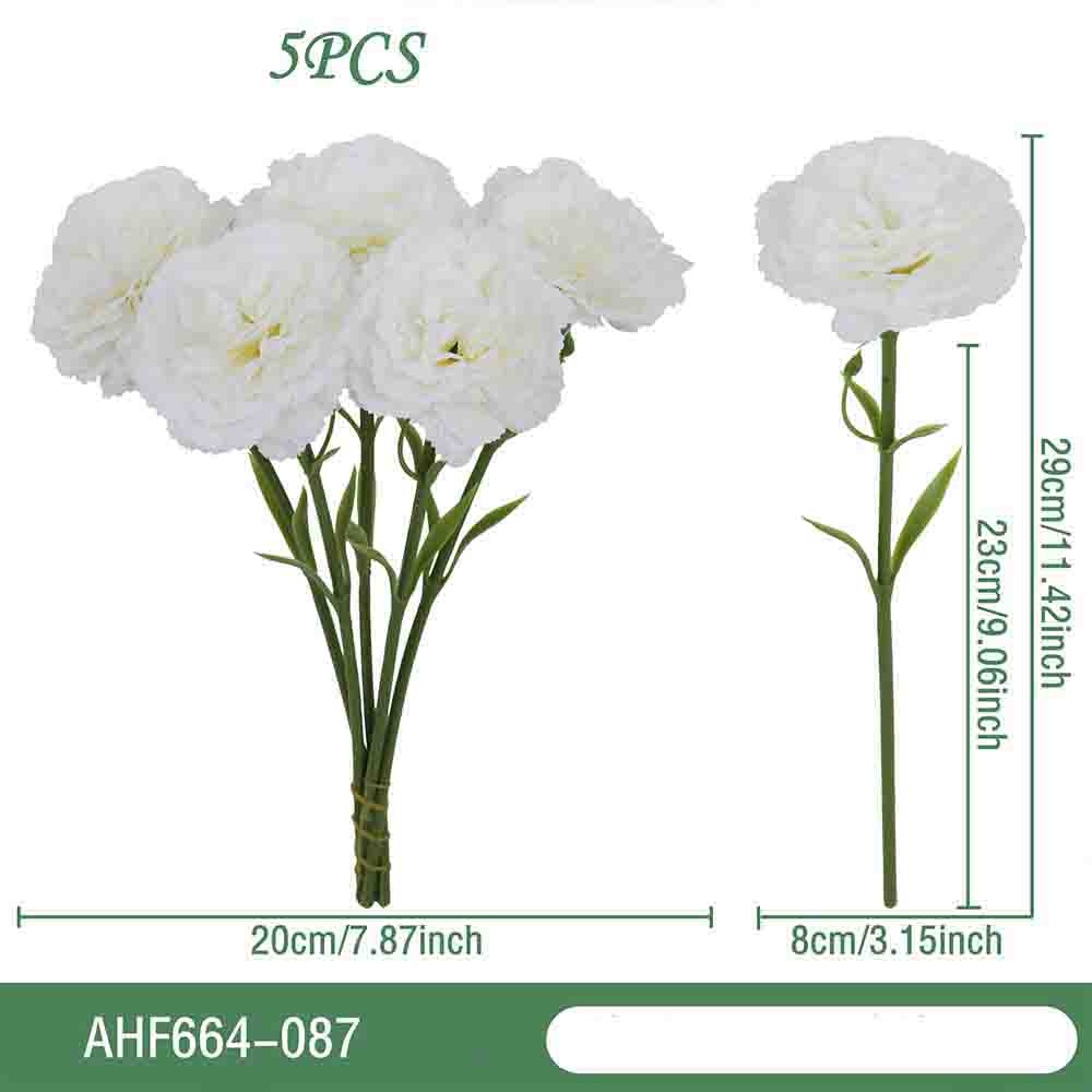 5Pc Moisturizing Latex Carnation Artificial Real Touch Silk Flower Mother's Day Bouquet Gift Wedding Home Party Decor Carnation