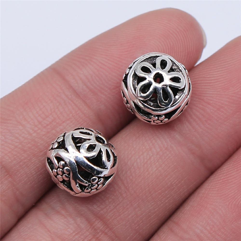 10pcs Metal Alloy Bead For Jewelry Making Antique Silver Color Carved Beads DIY Crafts Making Findings Handmade Tibetan Jewelry