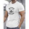 European sizes Men's Pirate-Themed T-Shirt - Navy Blue with White Pirate Crew, Breathable Soft Polyester, Casual Round Neck Short Sleeve Shirt