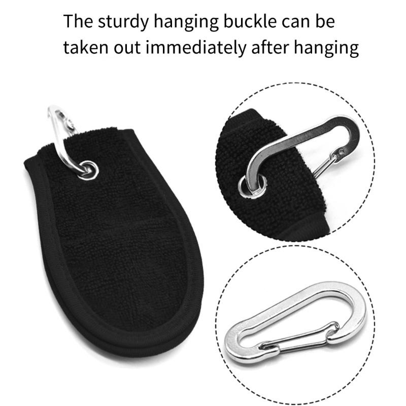Golf Towel with Carabiner Hook Microfiber Double-Sided Velvets Black Cotton for Active Player