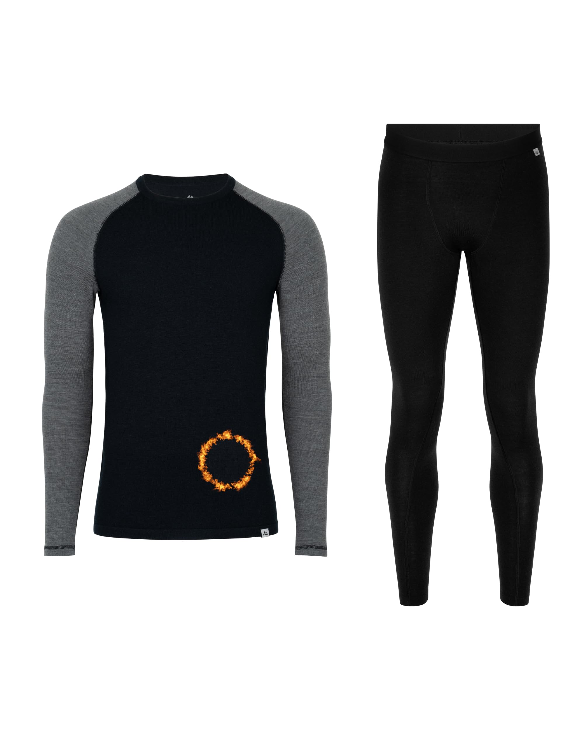 

DANISH ENDURANCE Теплое термобелье из мериносовой шерсти и футболка и мужской комплект размера L, Дышащий, Антибактериальный, Устойчивый к запахам, Колготки с длинным рукавом, Черный/Темный