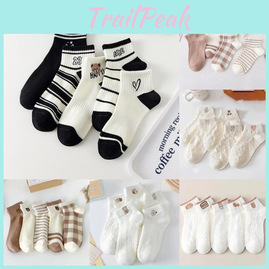 Bear Cute Short Socks Women Cartoon Fruit Pattern Summer Spring Autumn Casual
