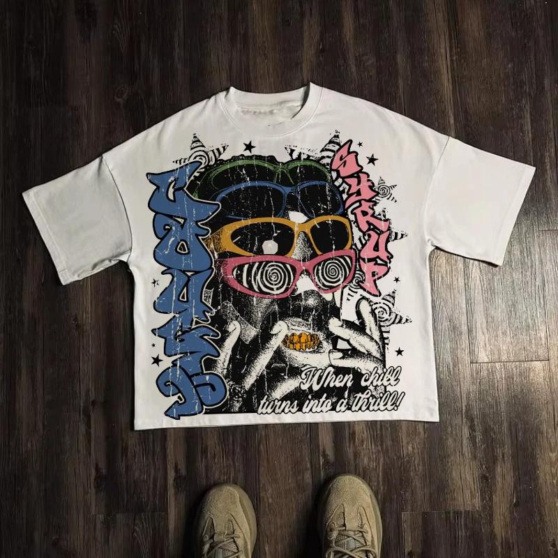 Graphic T-shirt Men Women Vintage Top Hip Hop Streetwear Oversized T-shirt Short Sleeve Casual Clothing Summer Fashion Trendy Tees Top