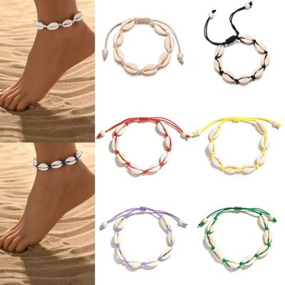 Sommer Strand Muschel Fußkettchen Für Frauen Böhmische Geflochtene Seil Verstellbare Ketten Armreif Mädchen Freizeit Urlaubs Schmuck