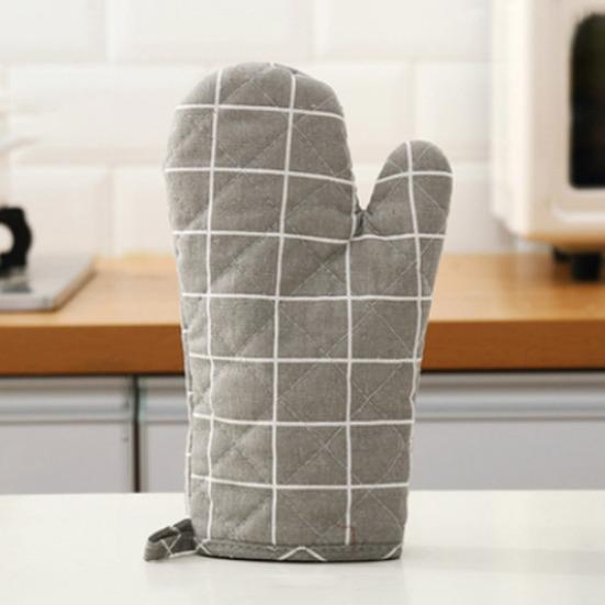 2Pcs Heat Resistant Oven Gloves Thick Cotton Mitts for Baking Grilling Microwave Non-Slip Kitchen Gloves for Hot Pots Cast Iron