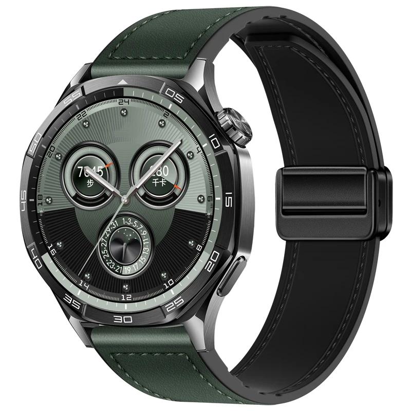 22mm 20mm Skórzany+Silikonowy Pasek do Huawei Watch GT6/GT5/Pro GT4 3 Pro 46mm Sportowa Opaska na Nadgarstek dla Samsung Galaxy Watch 7 6 5 Pasek