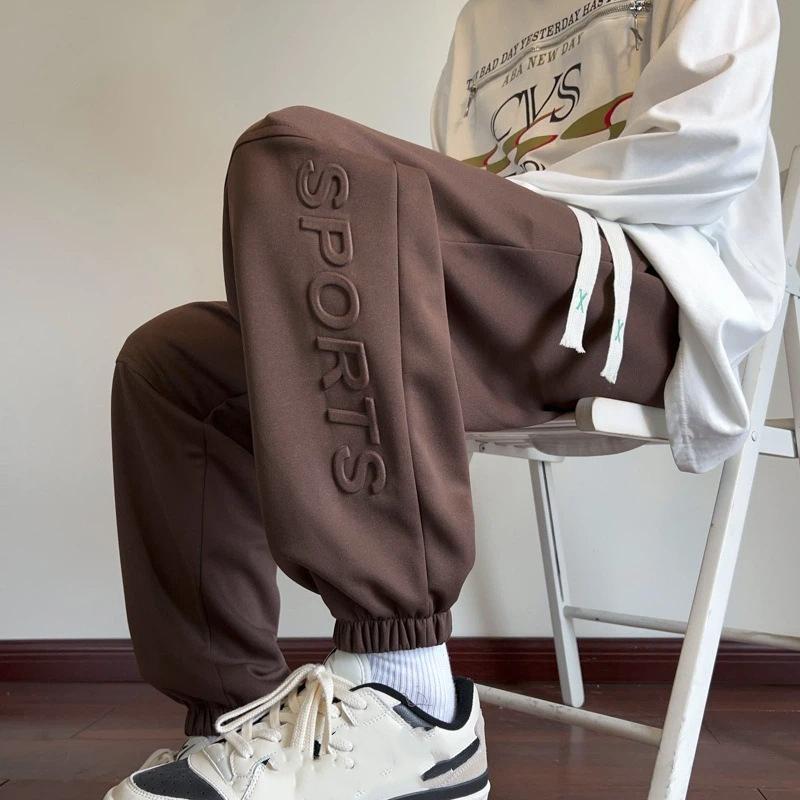 

Драпіровані спортивні штани довжиною до щиколотки, вільні, осінні, американського модного бренду, спортивні повсякденні штани 9XL кавовий