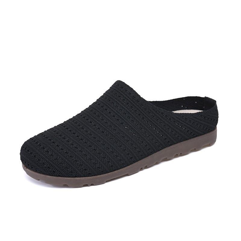 Damen Offene Flache Mules mit Schnallen-Detail im französischen Stil Atmungsaktives Mesh-Obermaterial Niedriger Absatz Zum Hineinschlüpfen Lässige Schuhe